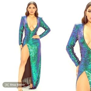 Luna sequined multi colored dress blue/green